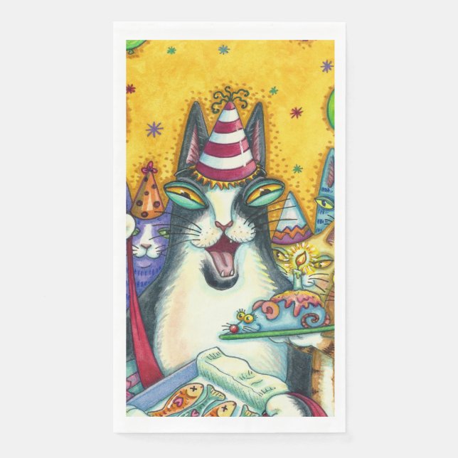 HISS N' FITZ CATS, KITTENS, MICE, FUNNY BIRTHDAY NAPKIN (Front)
