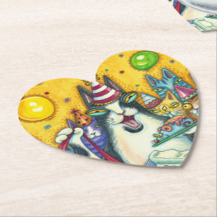 HISS N' FITZ CATS, KITTENS, MICE, FUNNY BIRTHDAY PAPER COASTER
