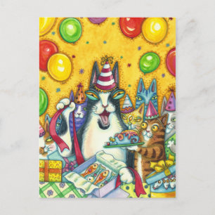 HISS N' FITZ CATS, KITTENS, MICE, FUNNY BIRTHDAY POSTCARD