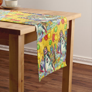 HISS N' FITZ CATS, KITTENS, MICE, FUNNY BIRTHDAY SHORT TABLE RUNNER