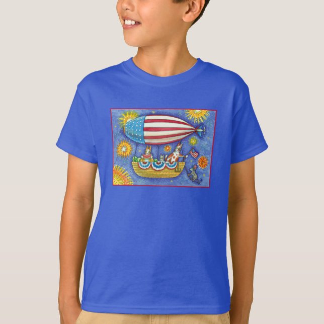 HISS N' FITZ CATS & MOUSE IN 4TH OF JULY ZEPPELIN T-Shirt (Front)