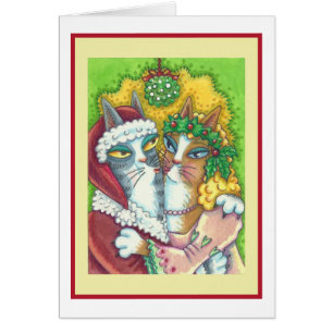 HISS N' FITZ CATS, SANTA CHRISTMAS GREETING CARD V