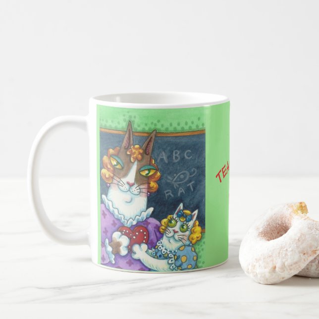 Hiss N' Fitz Cats TEACHER'S PET MUG Customize (With Donut)