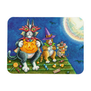 HISS N' FITZ CATS, TRICK OR TREAT FUNNY HALLOWEEN MAGNET