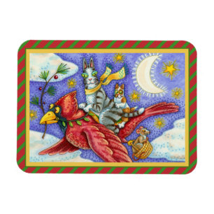 HISS N' FITZ FUNNY CATS, GIANT CHRISTMAS CARDINAL MAGNET