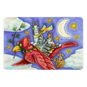 HISS N' FITZ FUNNY CATS, GIANT CHRISTMAS CARDINAL  MAGNET