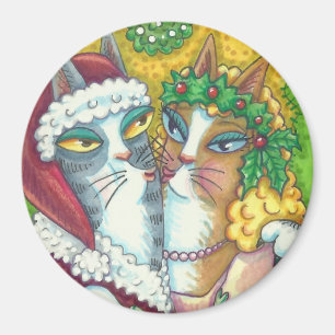 HISS N' FITZ KISSING CATS, SANTA CLAWS MAGNET