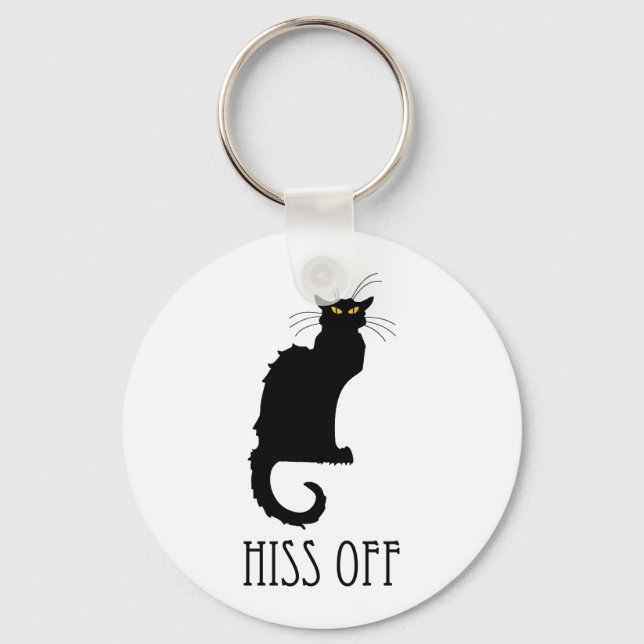 Hiss Off Cat Funny Keychain (Front)
