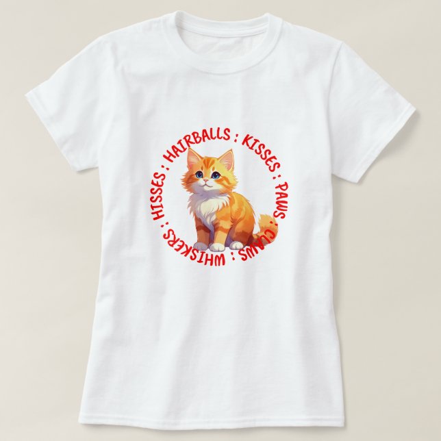 Hisses and Kisses, Ginger cat T-Shirt (Design Front)