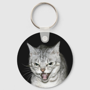 Hissing cat keychain
