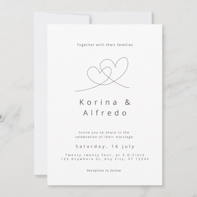 Histoire d'amour minimaliste Invitations de mariag (Devant)