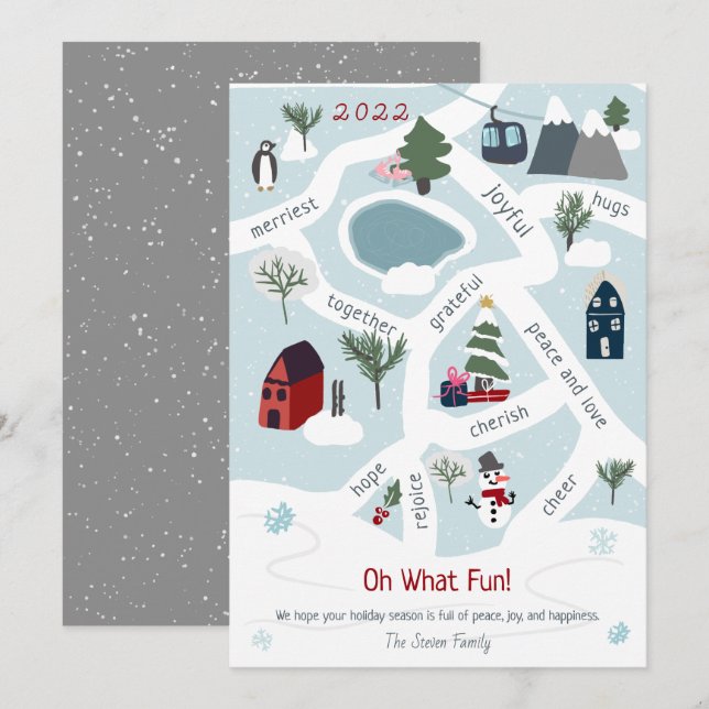 Histoire de cartes de Noël moderne illustrant des  (Devant / Derrière)