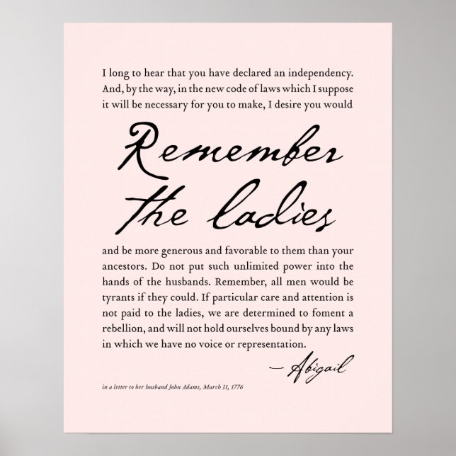 Histoire des femmes Poster féministe 1776 citation (Devant)