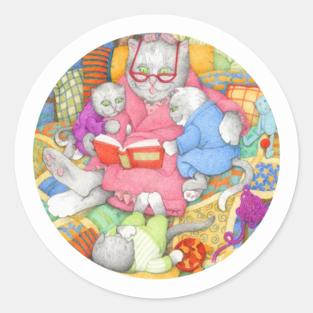 HISTOIRE DU LIT Petits Stickers Rond - Blanc (Devant)