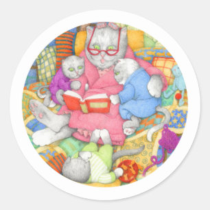 HISTOIRE DU LIT Petits Stickers Rond - Blanc