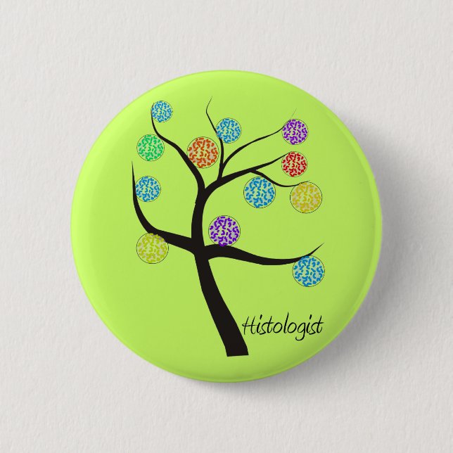 Histologist Tree Design Microscopic Cell Leaves 2 Inch Round Button (Front)