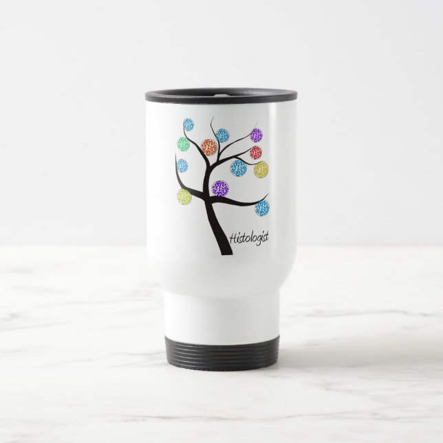 Histologist Tree Design Microscopic Cell Leaves Travel Mug (Center)