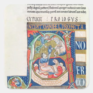 Historiated initial 'A' Depicting Daniel Square Sticker