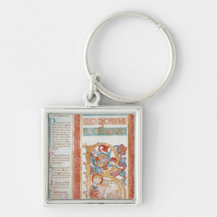 Historiated initial 'B' depicting King David Keychain
