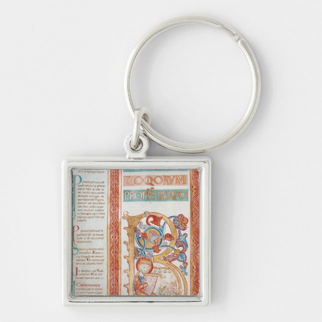 Historiated initial 'B' depicting King David Keychain (Front)