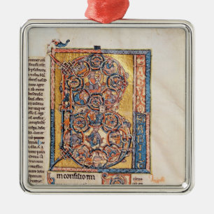 Historiated initial 'B' depicting King David Metal Ornament