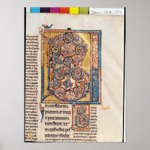 Historiated initial 'B' depicting King David Poster
