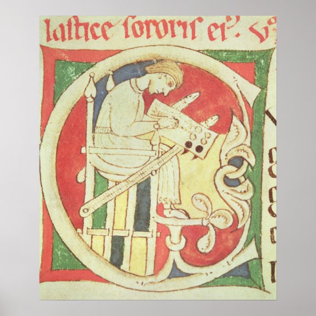 Historiated initial 'C' depicting a monk Poster (Front)