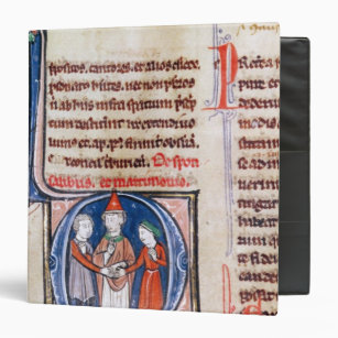 Historiated initial 'D' depicting a marriage Binder