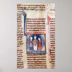 Historiated initial 'D' depicting a marriage Poster