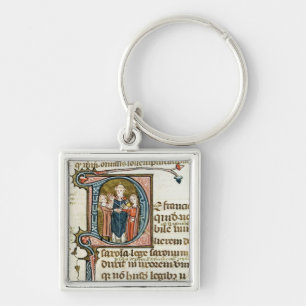 Historiated initial 'D' depicting a priest Keychain