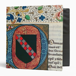 Historiated initial 'D' depicting coat of arms Binder