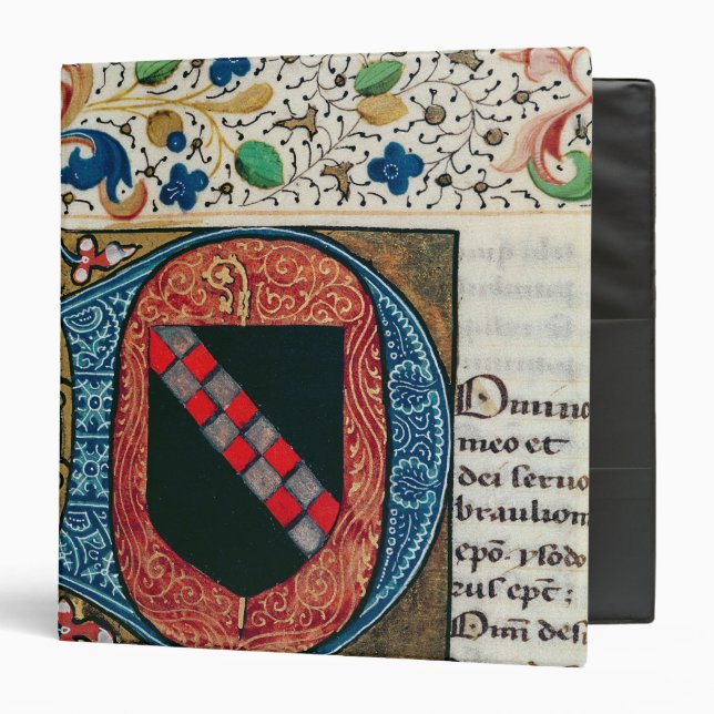 Historiated initial 'D' depicting coat of arms Binder (Front/Inside)