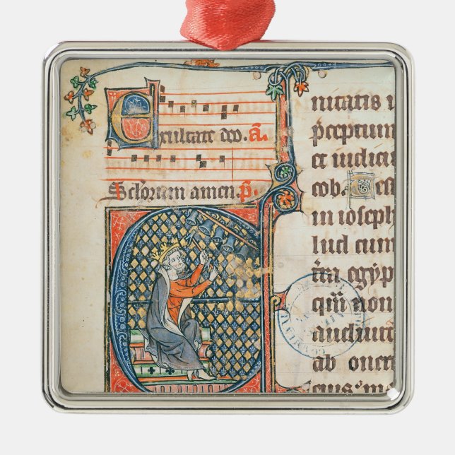 Historiated initial depicting King David playing Metal Ornament (Front)