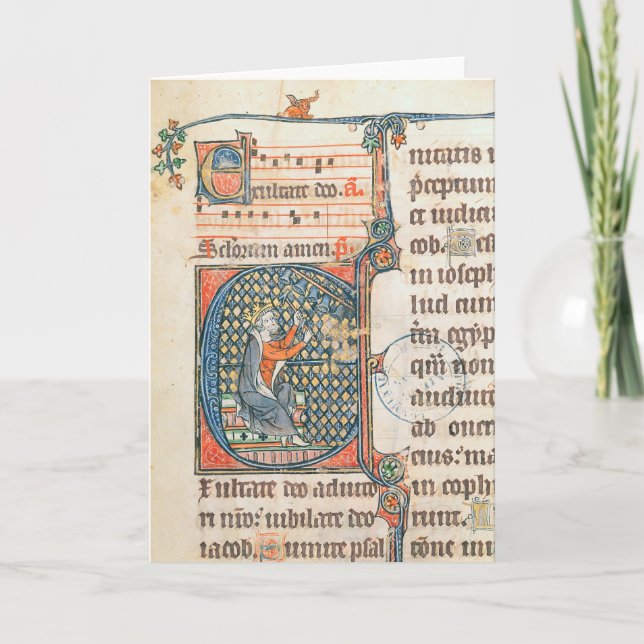 Historiated initial depicting King David playing Note Card (Front)