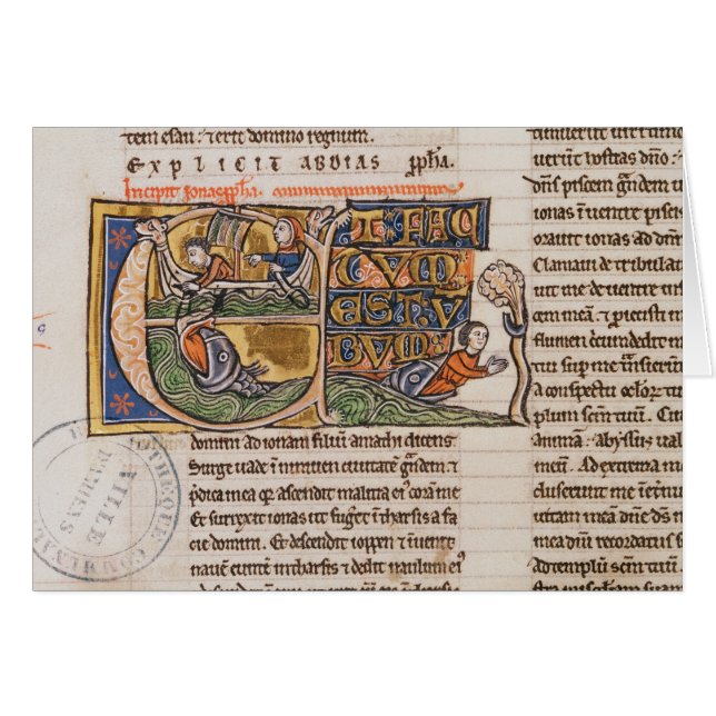 Historiated initial 'E' depicting Jonah (Front Horizontal)