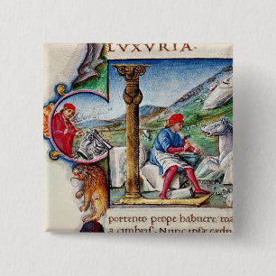 Historiated initial 'L' 2 Inch Square Button