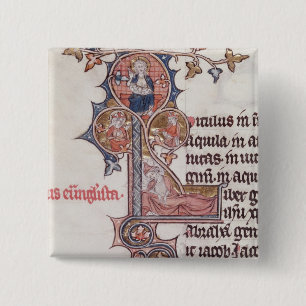 Historiated initial 'L' depicting Tree of 2 Inch Square Button