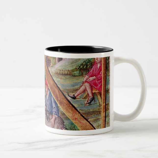 Historiated initial 'N' depicting sheep Two-Tone Coffee Mug (Right)