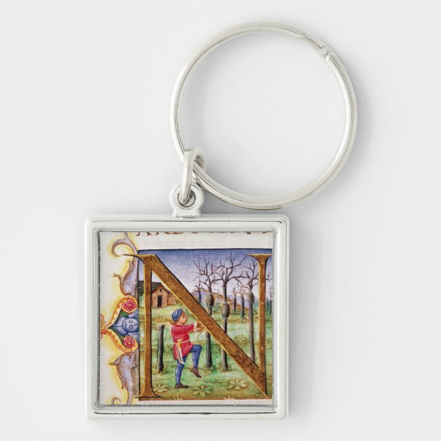 Historiated Initial 'N' Keychain (Front)