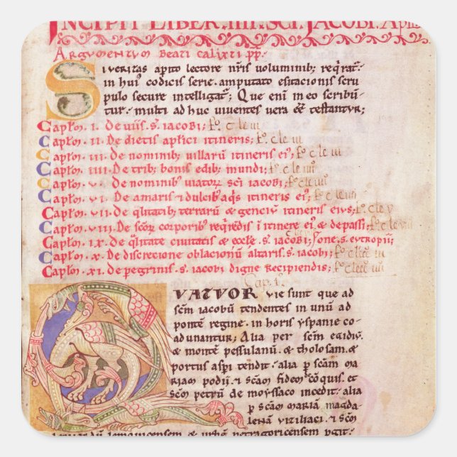 Historiated initial 'Q' depicting three Square Sticker (Front)