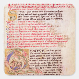 Historiated initial 'Q' depicting three Square Sticker
