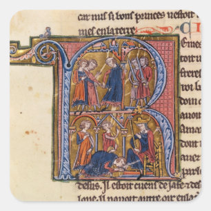 Historiated initial 'R' depicting the Sultan Square Sticker
