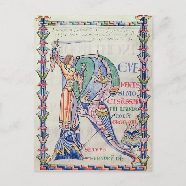 Historiated initial 'R' Postcard (Front)