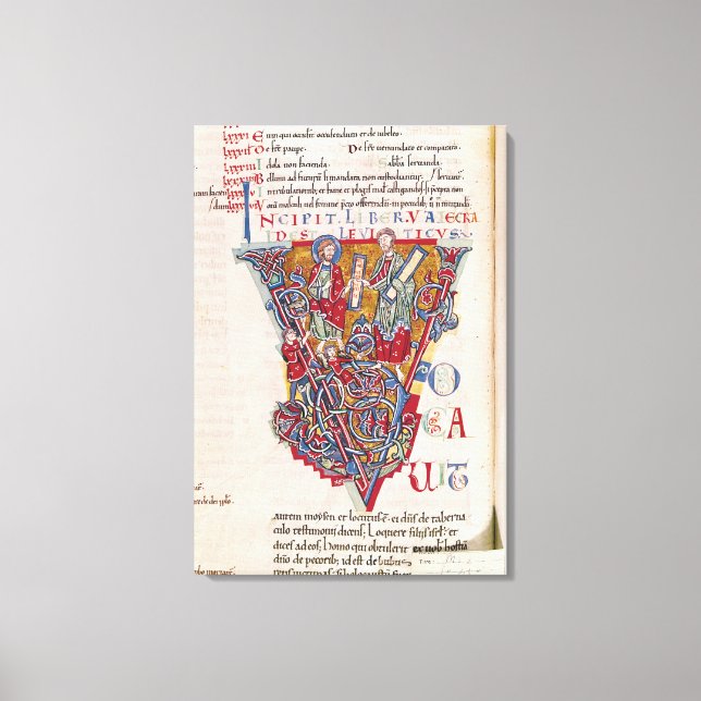 Historiated initial 'V' depicting a scene Canvas Print (Front)