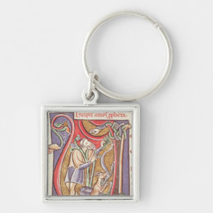 Historiated initial 'V' depicting Amos Keychain