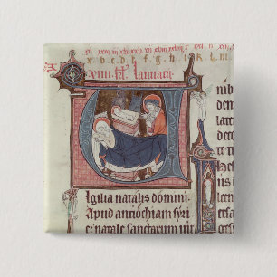 Historiated initials 'U' and 'I' 2 Inch Square Button