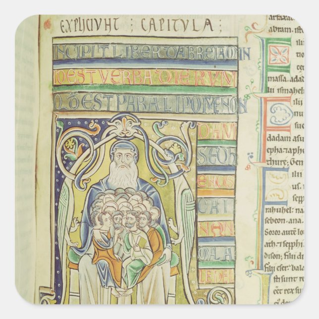 Historiated letter 'A' depicting generations Square Sticker (Front)