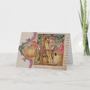 Historiated parafent "E" dépeignant la cueillette