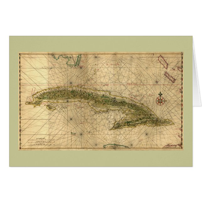 Historic 1639 Map of Cuba by Joan Vinckeboons (Front Horizontal)