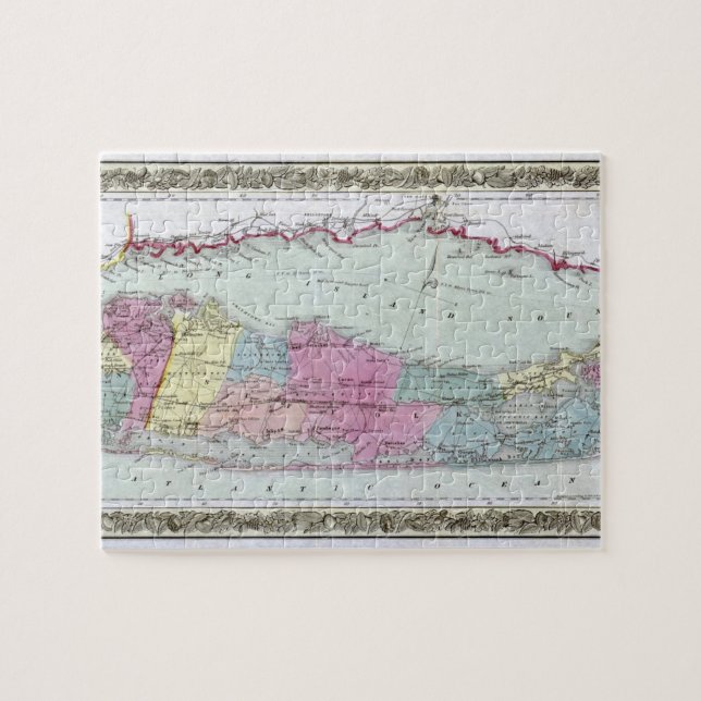 Historic 1855-1857 Travellers Map of Long Island Jigsaw Puzzle (Horizontal)